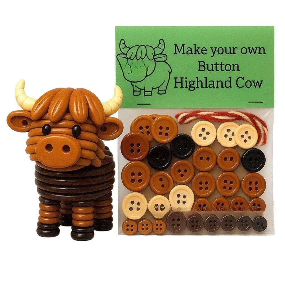 3D Animals Button Highland Cow Craft Kit Plastic Pre-Cut DIY Highland Cow Craft Kit  Indoor Decor
