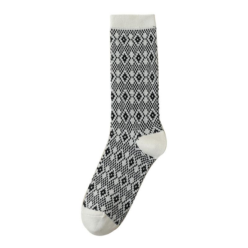 Retrofarbene High-Top-Socken für Damen im Herbst und Winter und Mid-Top-Socken aus gekämmter Baumwolle für Damen im Frühling und Herbst