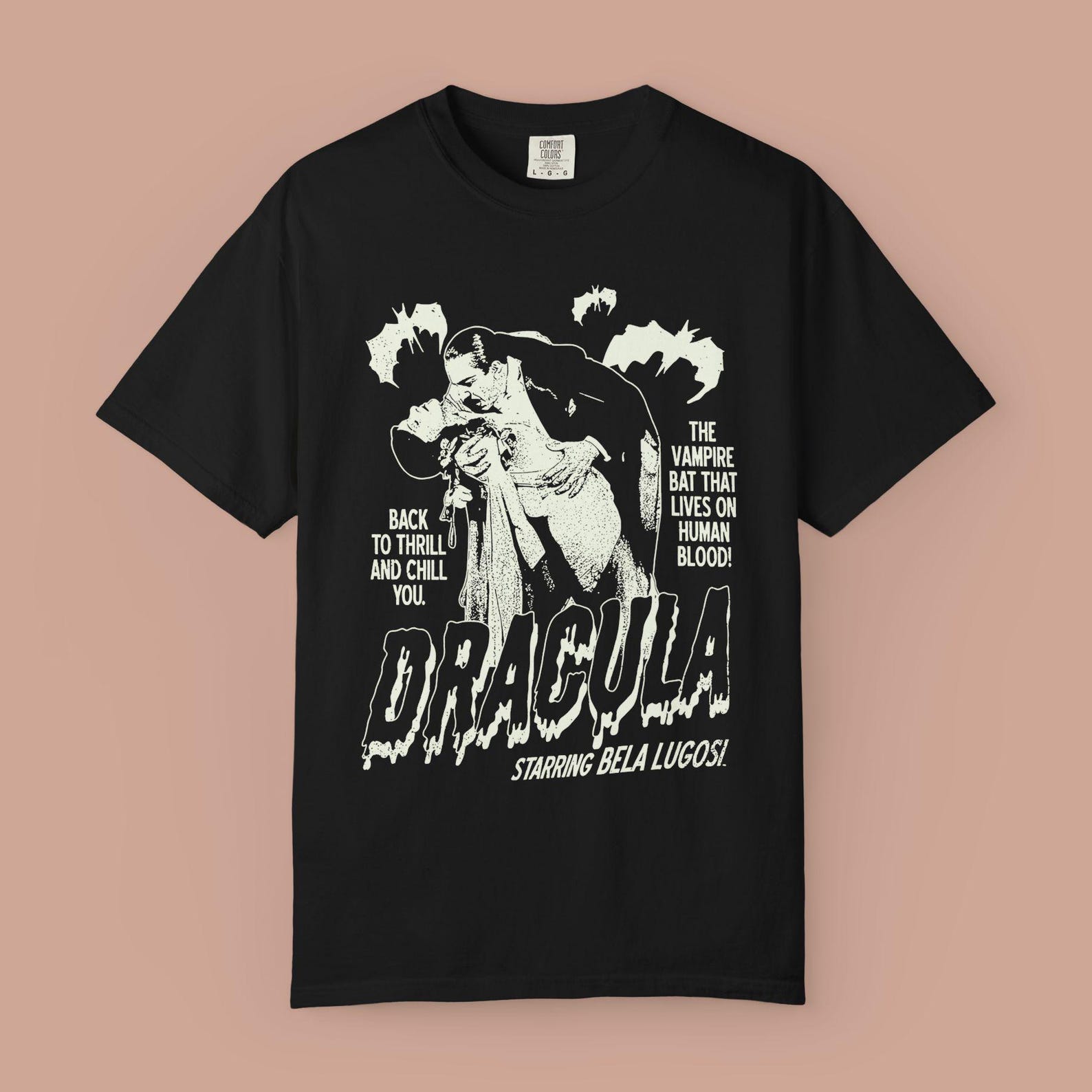 Vintage Dracula Halloween Classic Horror T-shirt. Comfort Colors. L