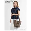 Large High-quality Leather Shoulder Vegetable Basket Bag, First-layer Cowhide, High-end Exquisite Portable Bucket Bag, Women's Bag.