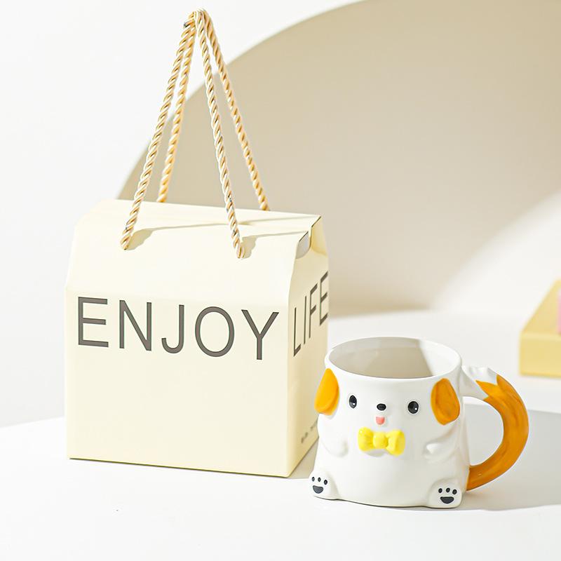 Cute Cartoon Puppy Ceramic Cup Mug Milk Cup High Temperature Resistance Household Cup Water Cup Couple Cup Gift for Girls