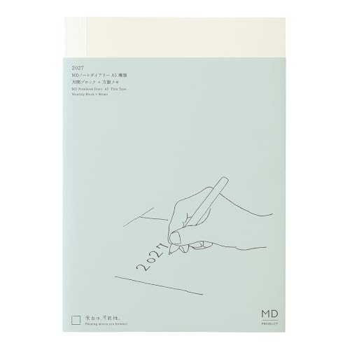 Midori MD PRODUCT MD Notebook Diary, 2027 A5 Monthly Slim Planner, 22489006 (Starts December 2026)