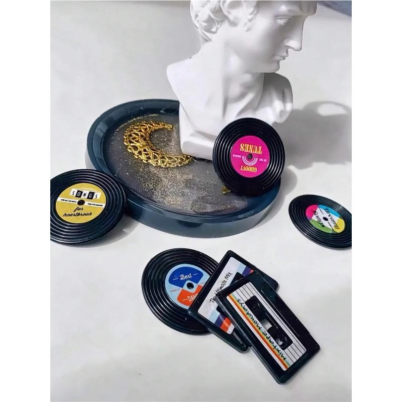 Vintage Fridge Magnets, Cassette Tape And Record Style,Home Refrigerator Decoration,Office And Household Desktop Ornament