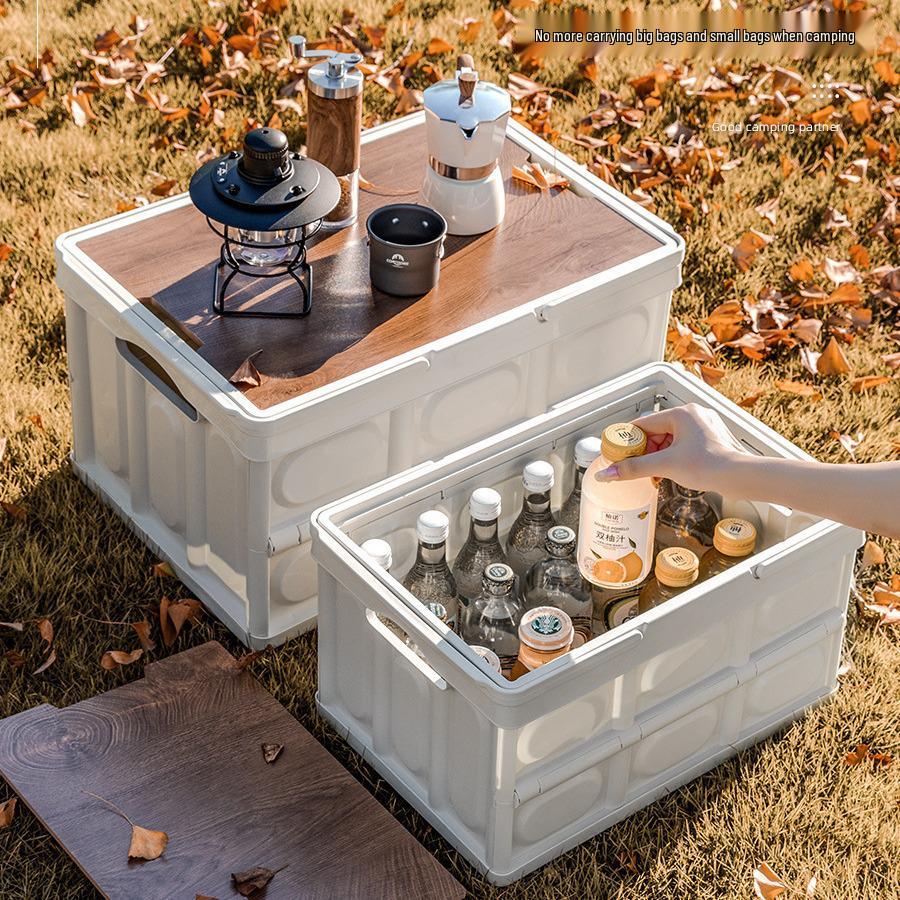 Outdoor Camping Truhe mit Holzdeckel und Griff