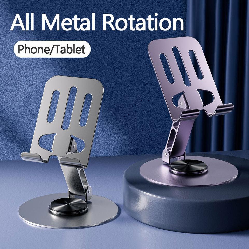 Aluminum Alloy Metal 360° Rotating Mobile Phone Holder Folding Dual-axis Design Stable Anti-fall Universal Holder