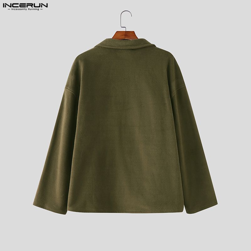 INCERUN Two Pieces Sets Winter Autumn Men Long Sleeve Furry Pullovers Long Pants Casual Outfits