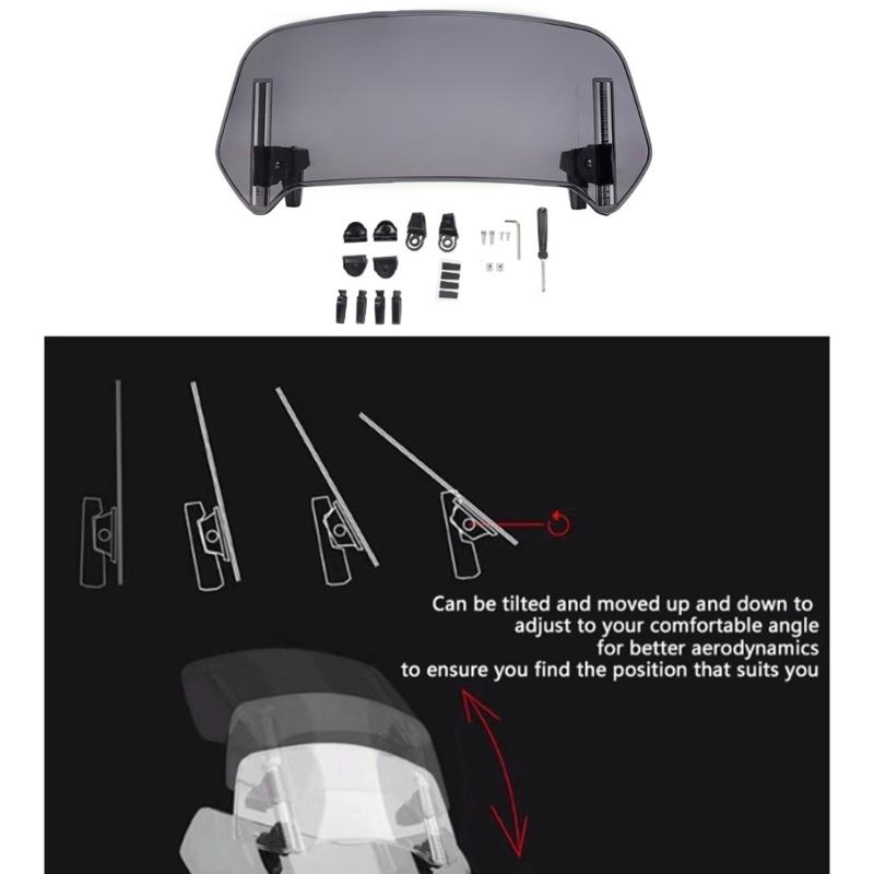 Motorrad Faltbarer Windschutzscheiben-Verlängerungsabweiser, Einstellbarer Winkel, Werkzeuglose Installation Passend für Komfortables Fahren