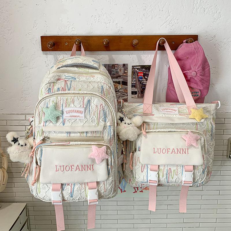 Schoolbag college style schoolbag for girls junior high school students cute Korean version large capacity backpack lightweight high school students