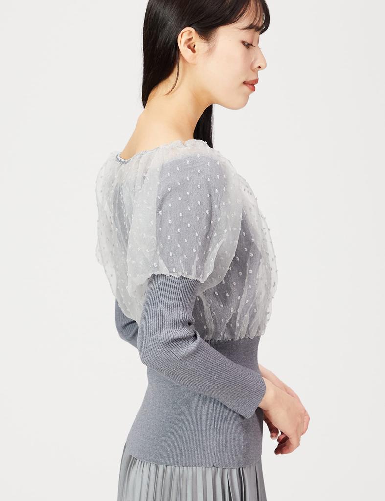 Snidel Sheer Docking Knit Top SWNT215063 GRY F Women's