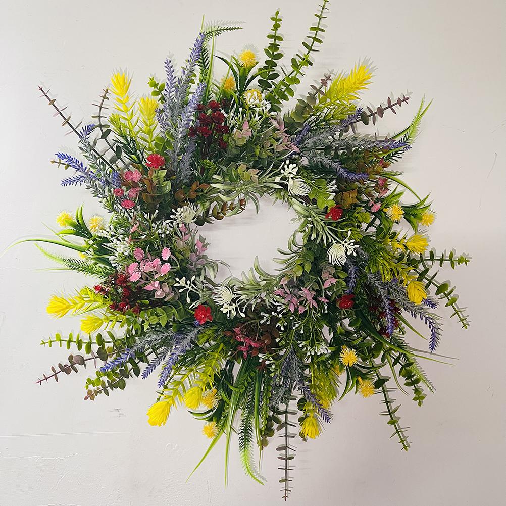 Spring Wildflowers Wreath for Front Door Dried Flower Artificial Wreath Hanging for Home Mall Wedding Decoration