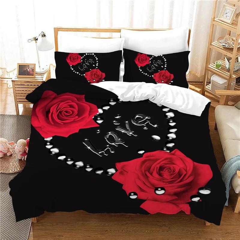 Comforter Love Bedding Set Leopard Rose Valentine'S Gift Soft Comfortable 100% Bedclothes Luxury New