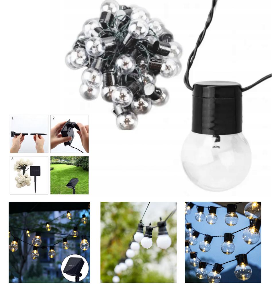 Solar Garden Light Garland, Decorative, 6.5 M, 30 Bulbs
