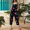 Women's Jumpsuit  Print Casual Loose Vintage Shoulder Strap Cotton Linen
