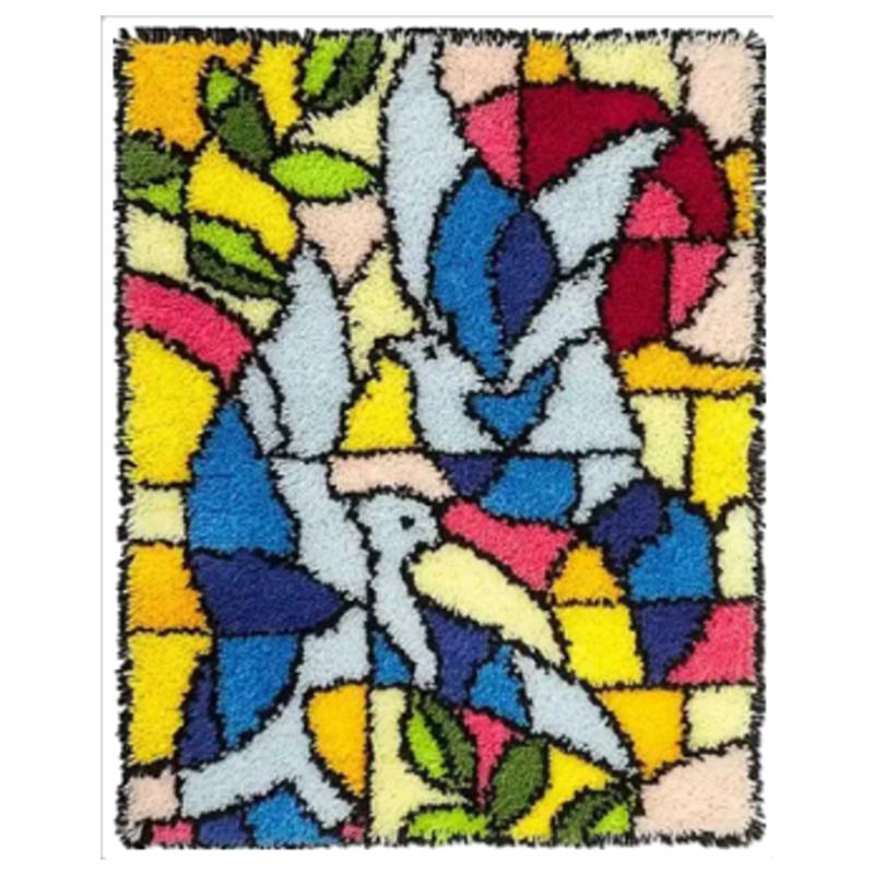 Geometric Abstract Latch Hook Pillow & Rug Kit DIY Section Embroidery for Home Decor, Modern Gift