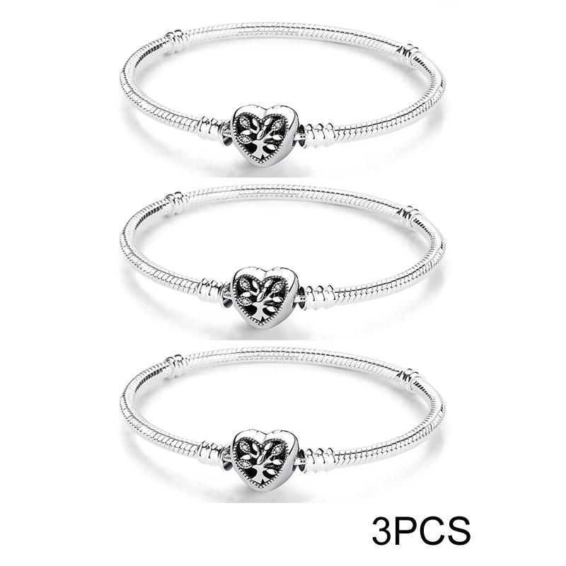Bangles Original Love Heart Clasp Charms Beads Snake Chain Luxury DIY Jewelry For Women Gift
