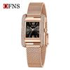 OFNS Elegant Women's Square Dial Watch: Simple Niche Bar Markers, Waterproof, Luxury Diamond Inlaid Quartz.