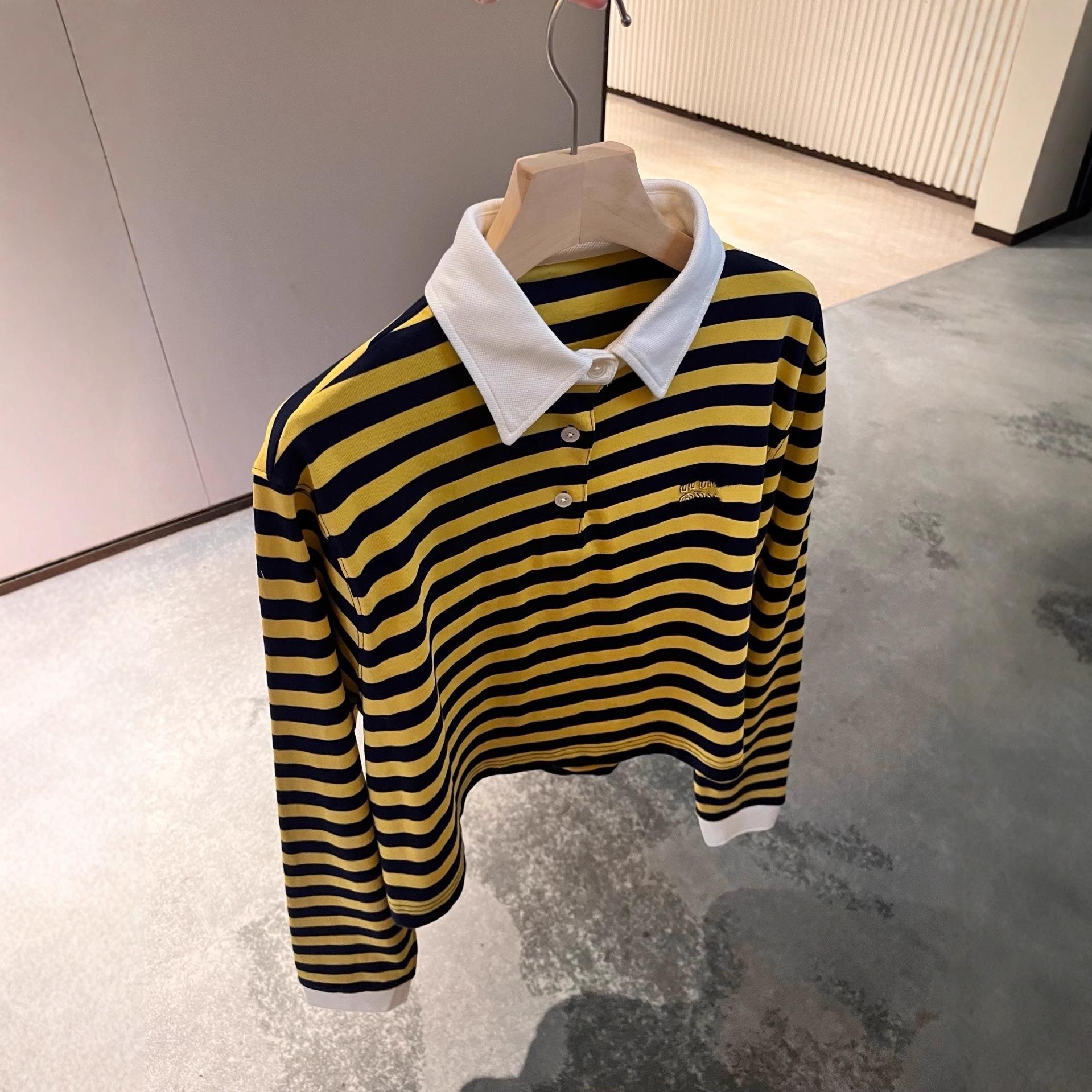 

Miu-Style Yellow Striped Long-Sleeve Women s T-Shirt 38