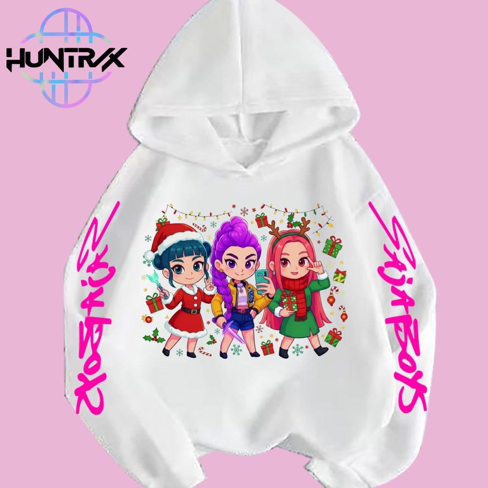 Christmas Anime KPop Devil Hunter Children Kawaii Cartoon Printed Hooded Sweatshirt Hip Hop Daily Casual Street Wear Autumn