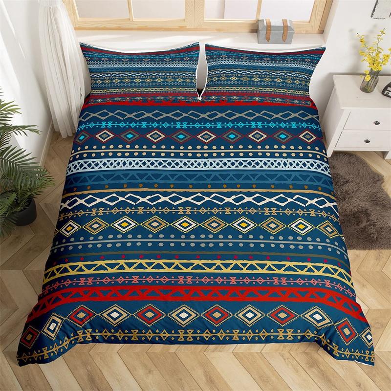Bohemian Floral Duvet Cover Paisley Mandala Comforter Cover Microfiber Geometry Aztec Mexican Style Bedding Set Twin Queen Size