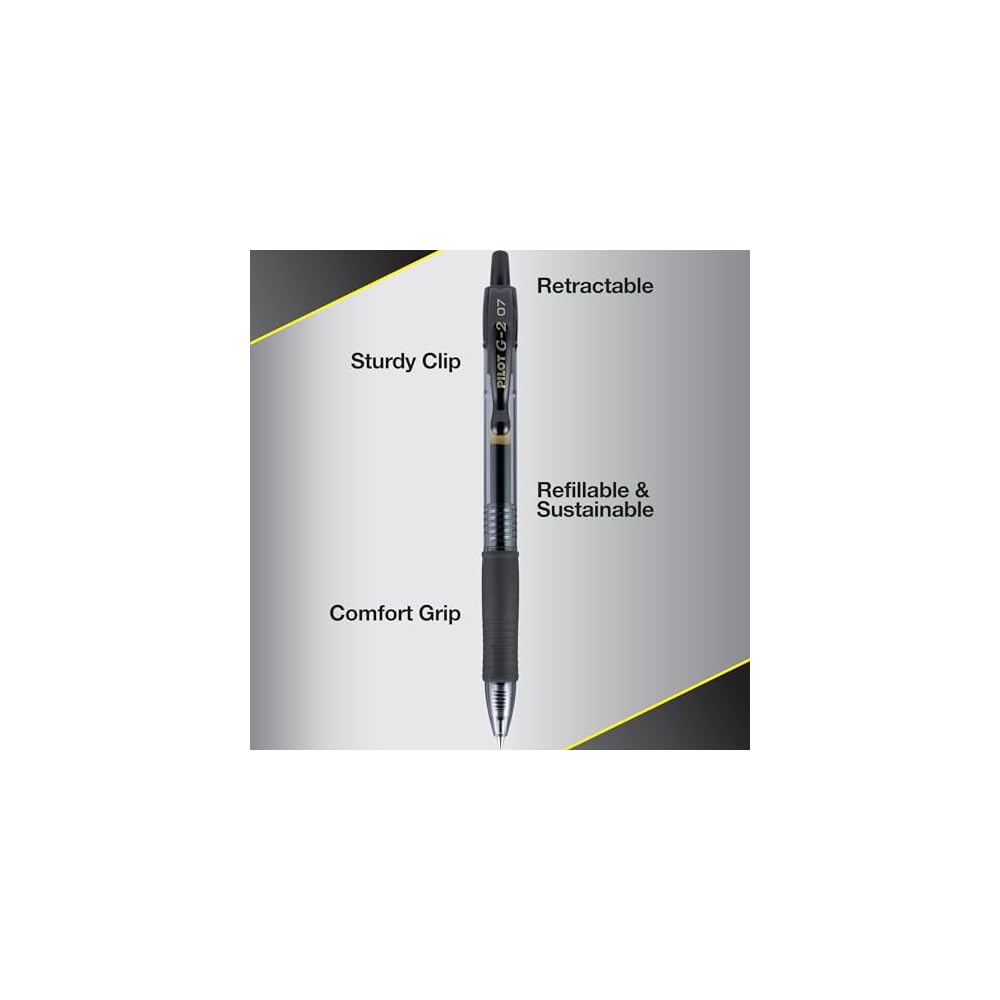 Pilot G2 Premium Gel Ink Rollerball Pens 5-Pack Black Ink Smooth Writing