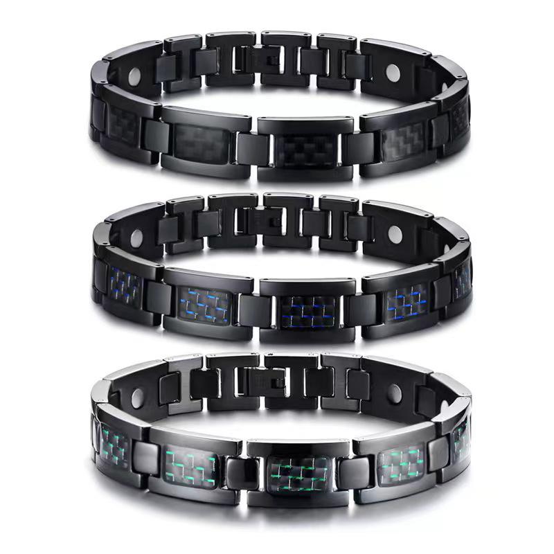 

Magnetic Carbon Fiber Stone Couple Bracelet - Unisex 4-in-1 Design