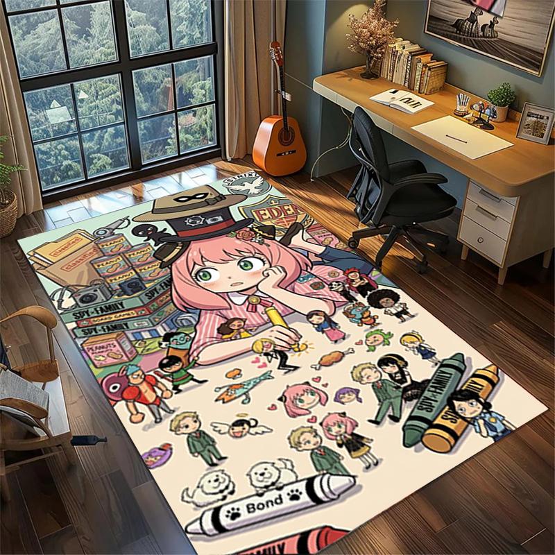 Gamer Room Bedroom Home Decor "Spy × Family" Large Area Non Slip Washable Floor Mat Rug—kwq94