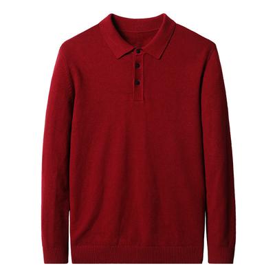 Autumn and Winter Long-Sleeved Sweater Men's Solid Color Polo Collar Fashion Casual Polo Shirt Menswear Clothing Sweater Men