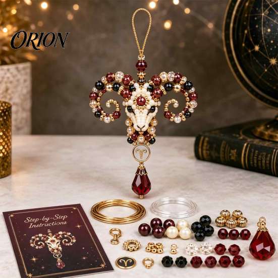 Zodiac Sign Craft Kit 12 Blessing Beaded Ornament DIY Kit, Beginner Friendly Bead Decoration Set for Beginners Beading Set, Hanging Pendant, Handmade