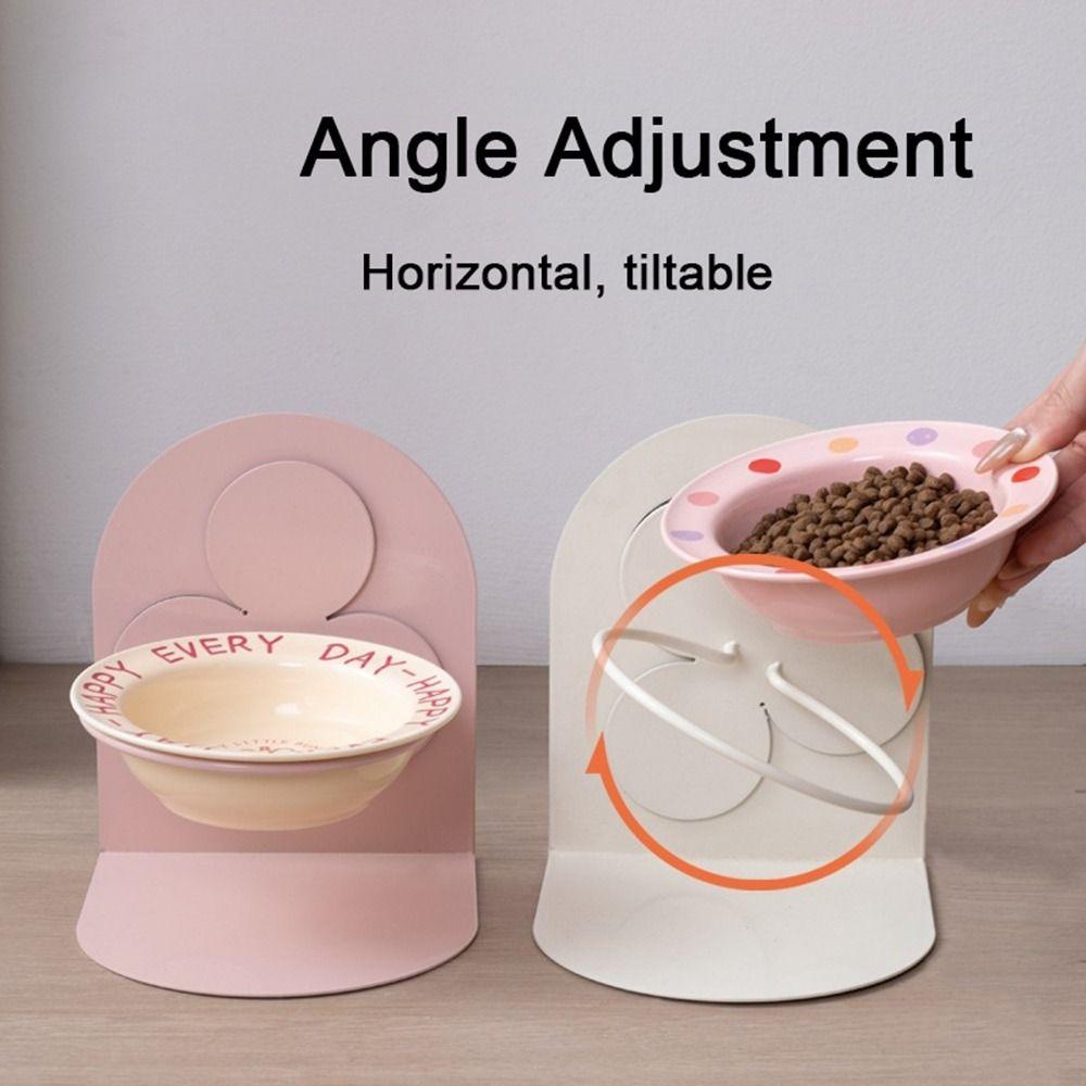 Protects Cervical Ceramic Cat Bowl Adjustable Height Pet Feeding Dish  for Cat and Dog