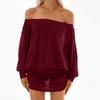 Abito da Donna a Spalle Scoperte Manica Lunga Casual Sexy