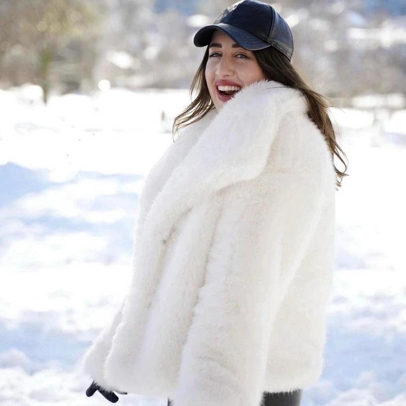 Autumn and winter new imitation fox fur coat lapel short thickened loose coat