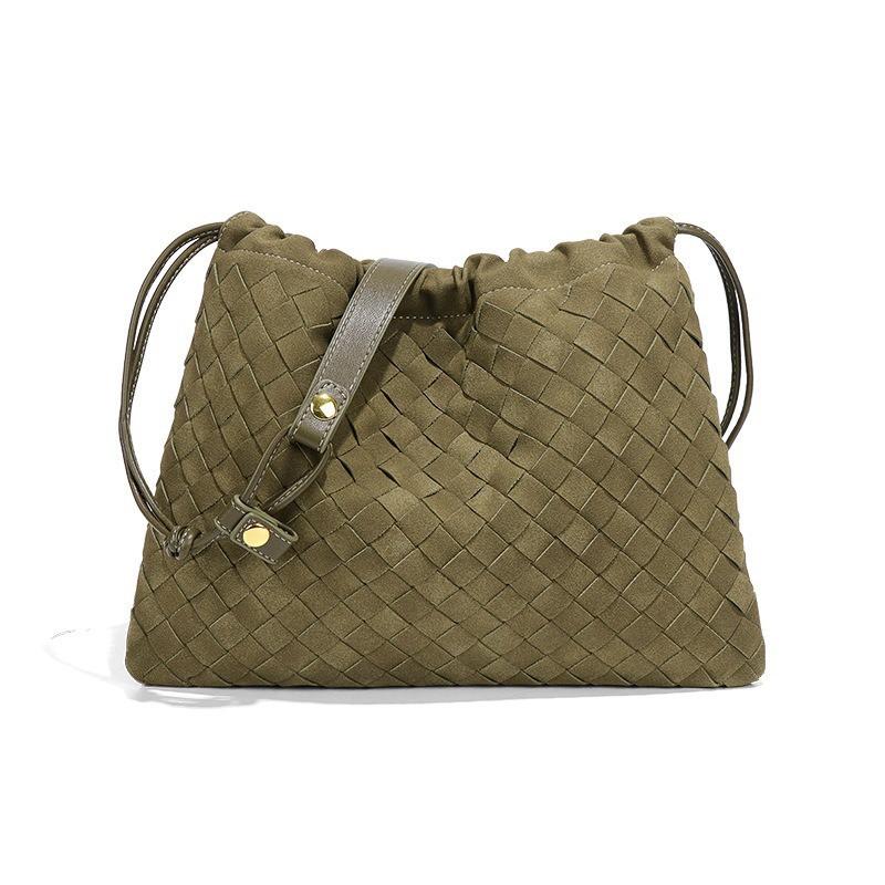 Vintage Woven Drawstring Cloud Bag Women