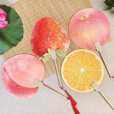 Creative Double-Sided Fruit Rice Paper Hand Fan (5-Pack)