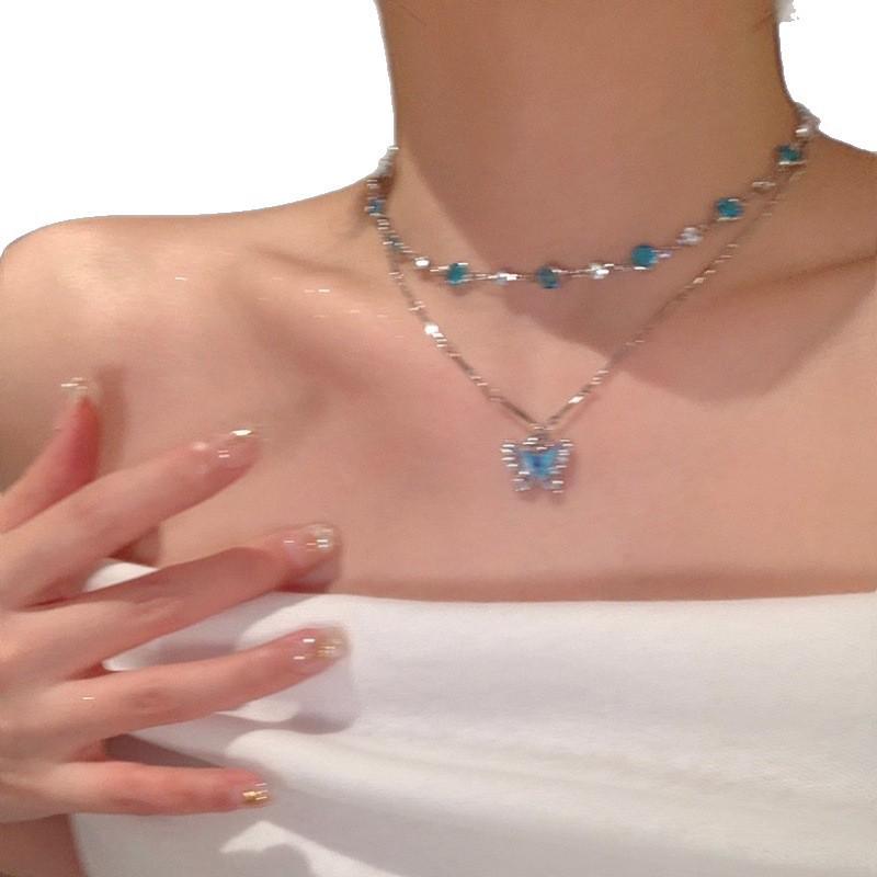 2025 Fresh Summer Butterfly Double Layer Choker - Luxury Niche Hot Girl Clavicle Necklace