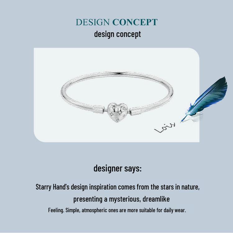 S925 Sterlingsilber Oxidiert Zirkon Stern Liebe Armband für Damen