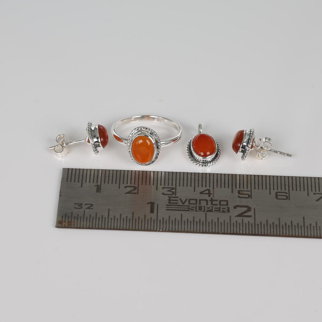 Conjunto de Joyería de Cornalina, Joyería de Plata, Joyería Hecha a Mano, Regalo de Cumpleaños