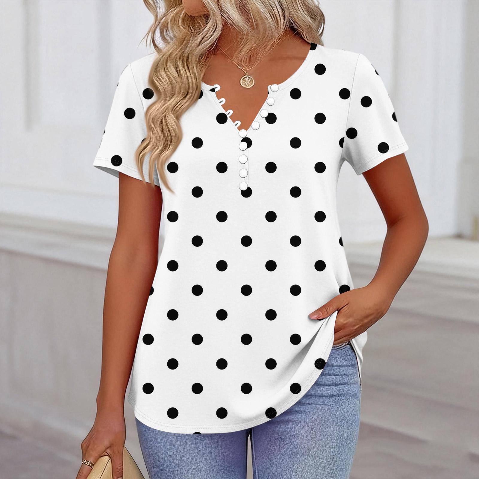 Long Sleeve Shirts for Women Womens Long Sleeve Tops Long Sleeve Tops for Women Womens Long Sleeve T Shirts Classic Polka Dot Print L белый