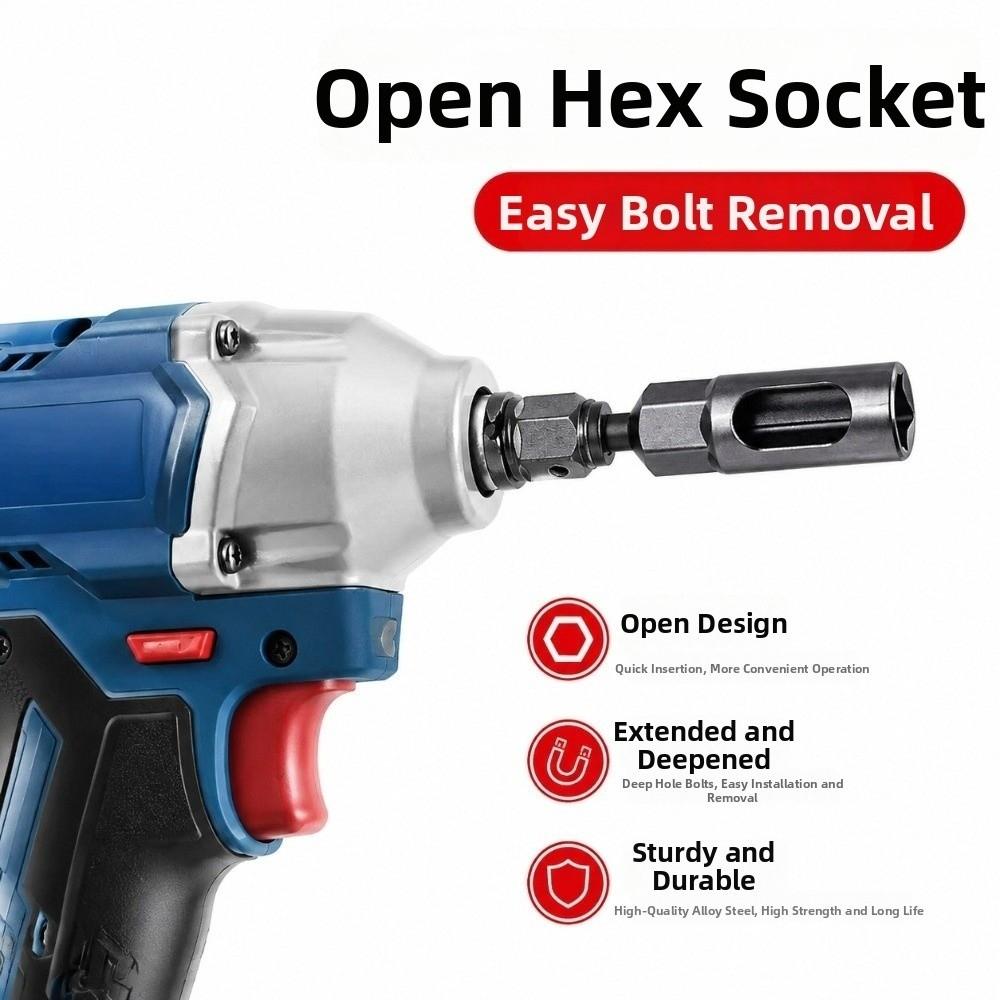 Extended Reach Hex Socket Adapter Open Side Structure Deep Socket Adapter Bolt Removal