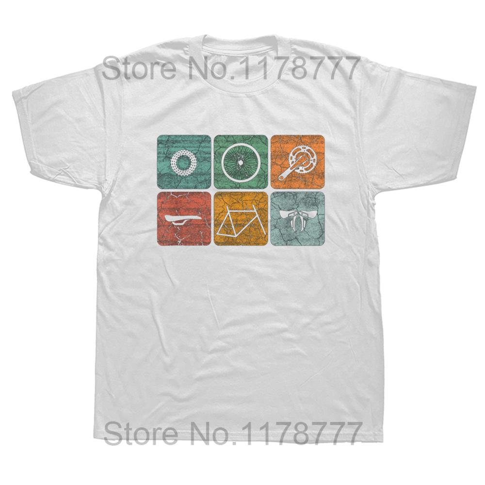 Funny Biking Cycling Vintage Bicycle Parts Cyclist T Shirts Graphic Cotton Streetwear Short Sleeve Birthday Gifts Summer Tshirt S