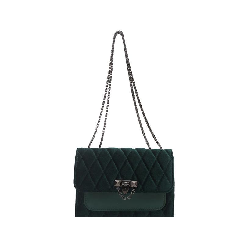 

Solid color embroidery thread diamond lattice fashion lock chain women s bag winter new simple crossbody oneshoulder small square women s bag