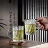 Tazza da birra artigianale in vetro a grande capacità, tazza ghiaccio, motivo corteccia, uso domestico, tazza con cintura per bevande, tazza per acqua ispessita