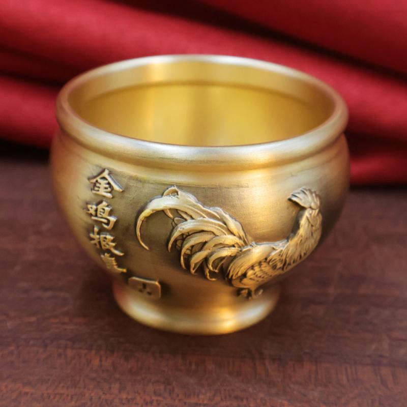 Brass Golden Rooster Annunciation Jar Treasure Bowl Desktop Ornament Great Fortune Study Decoration Wholesale