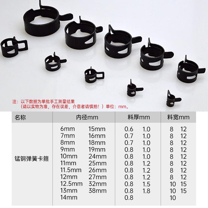 Hand-Pinch Manganese Steel Spring Hose Clamps 6mm