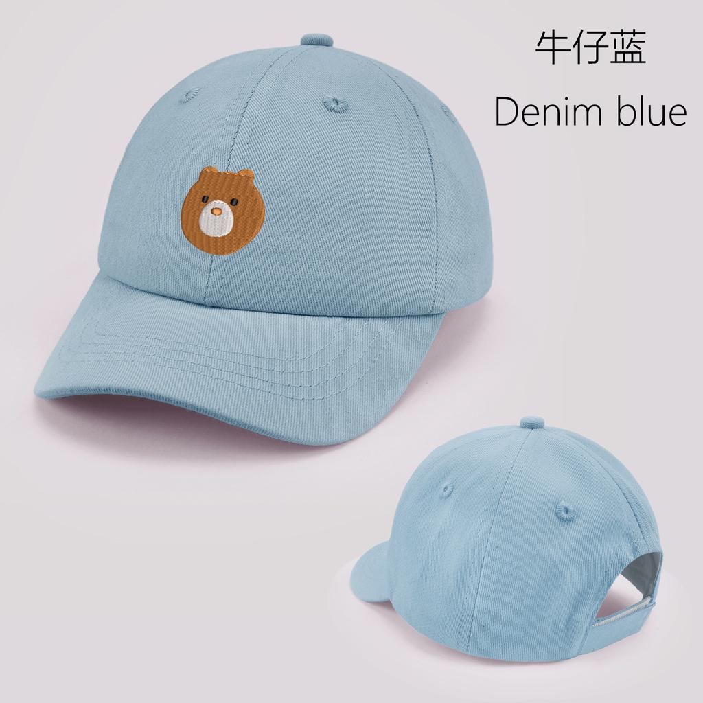 Cartoon Round Face Bear Baby Baseball Cap Cute Solid Color Toddler Sun Hat with Ears Summer Adjustable Kids Boy Girl Peaked Cap