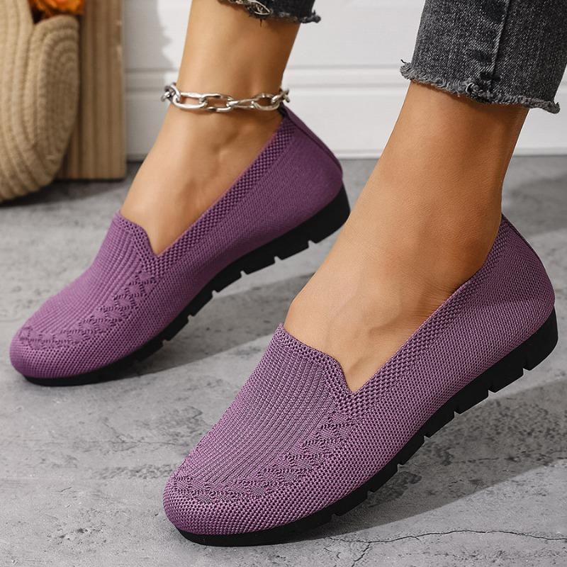 Women's Knit Loafers Breathable Slip-on Soft Sole Casual Flats