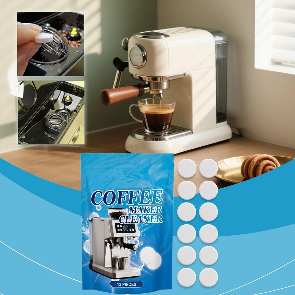 Coffee Machine Cleaning Tablets Coffee Maker Pot Descaling Cleaning Tabs 12-Count Rapid Dissolution Brewer Maintenance