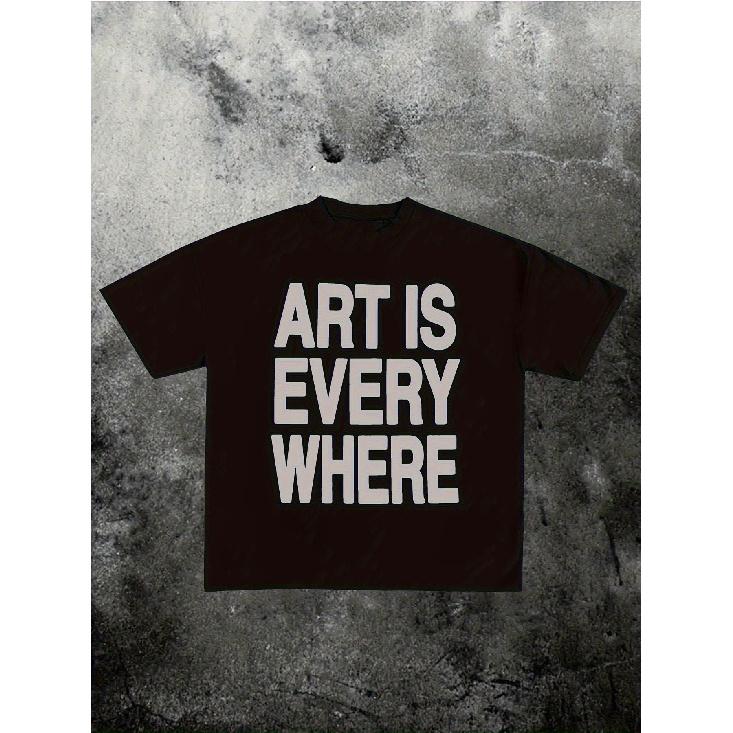 Men'S Graphic T-Shirt Featuring Art - Comfortable And Breathable Crew Neck Tee, Relaxed Fit Short Sleeve Shirt with Striking White Text On Black,