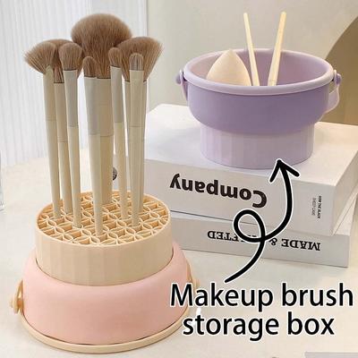 Miska na čištění štětců na make-up pro štětce houbičky multifunkční přenosný úložný organizér ekologický TPR PP snadno čistitelný