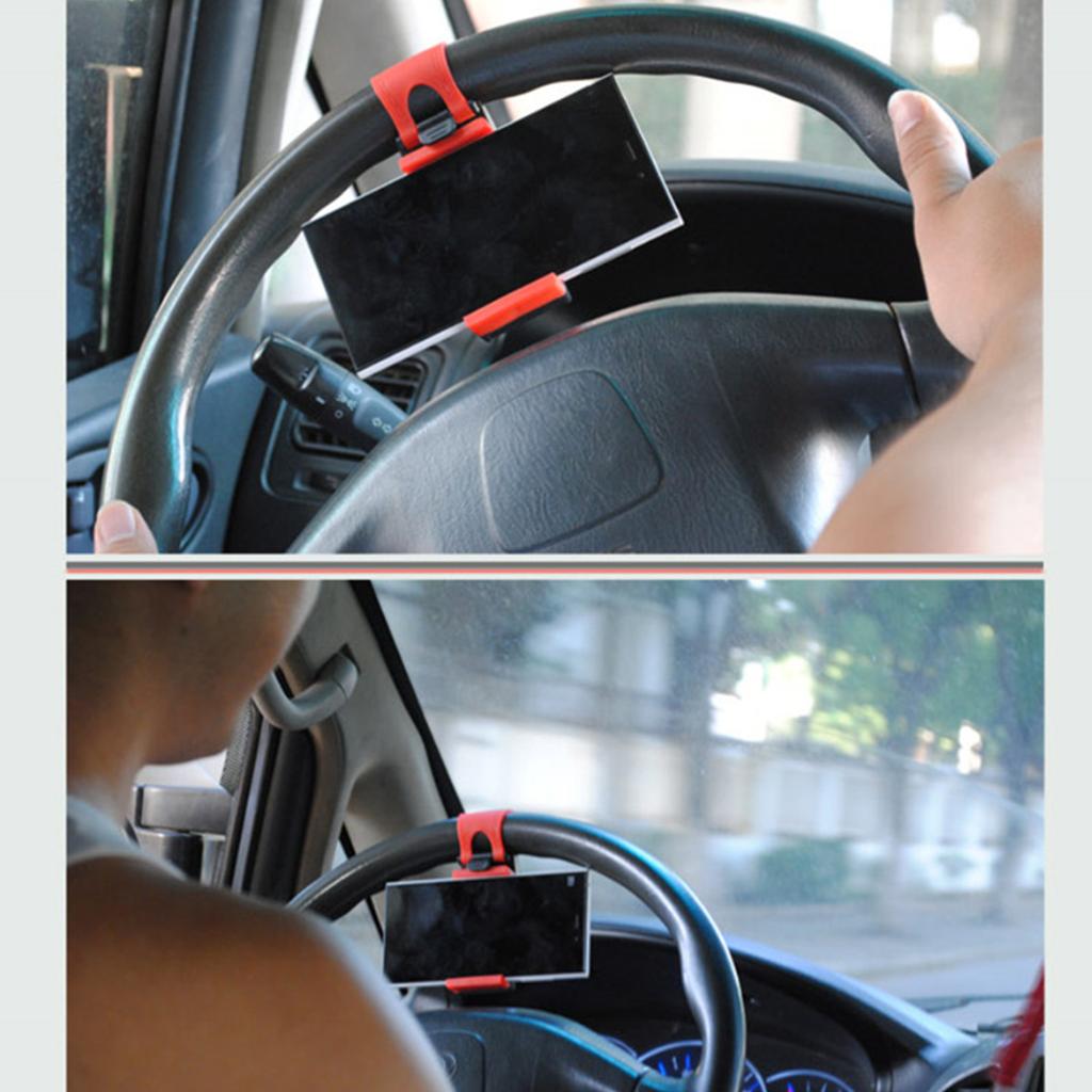 360 Degree Rotatable Car Steering Wheel Mount Steering Wheel Phone Clip for Various Phone Size for Safe Hands Frees Use