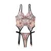 Women's Sexy Shapewear Set Floral Embroidery Mesh Spliced Lingerie Set Fashion Push-Up Waist Cincher Lingerie Set